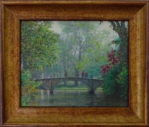 The King Charles III Award for Outstanding Miniature Painting-Footbridge Near the Half Moon Brewery by John Arbon